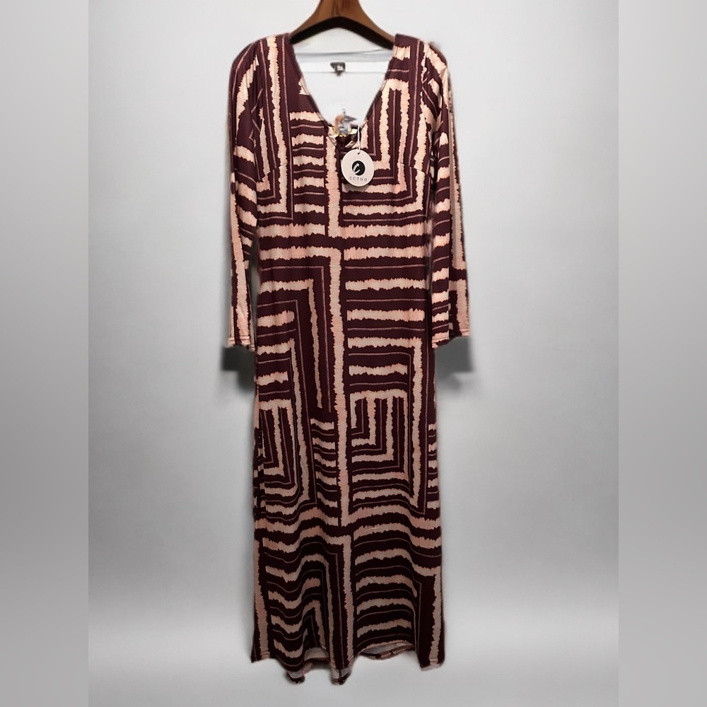 NWT Women’s Bohemian Style Casual Maxi Beach Dress Multi Color Size M